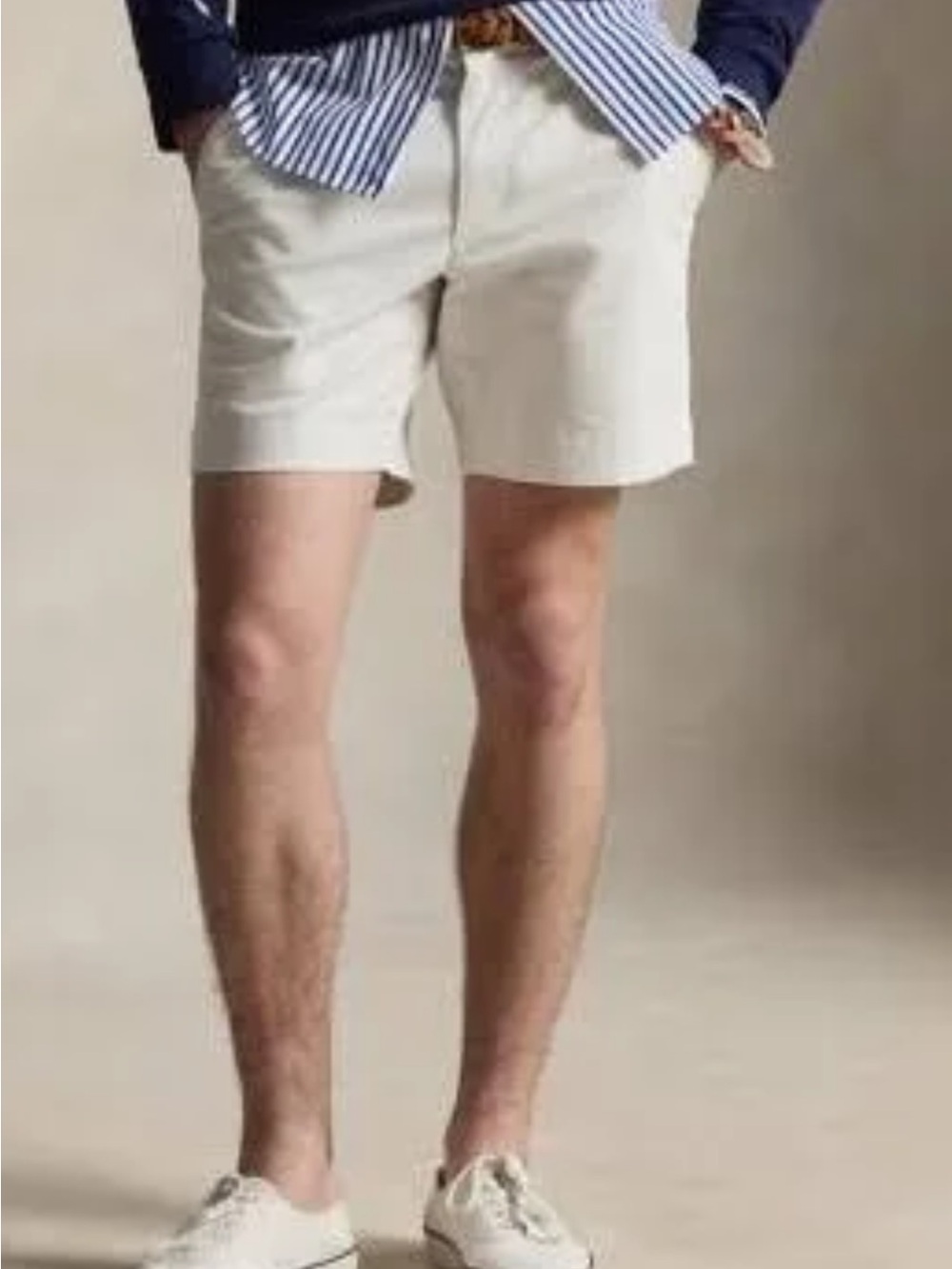 RARE Ralph Lauren Double RL Off White Cotton Flat-Front Field Shorts